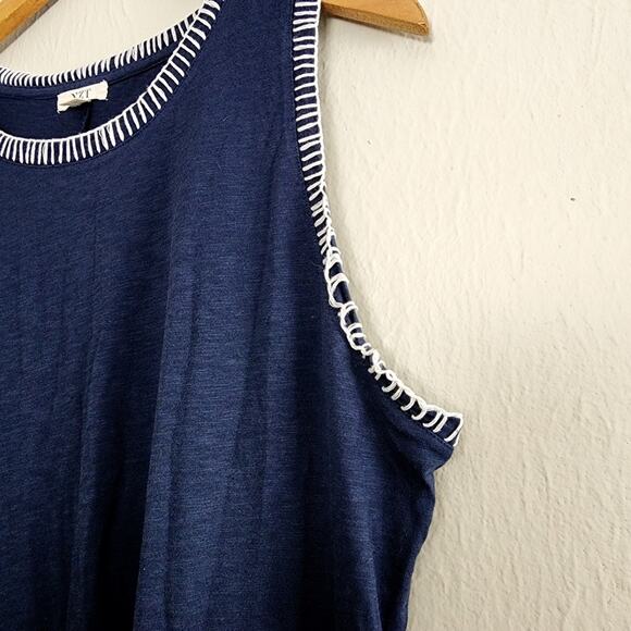 Nic + Zoe NZT Scoop Neck T-Shirt Knit Stitch Tank Midi Dress in Navy - Picture 10 of 11